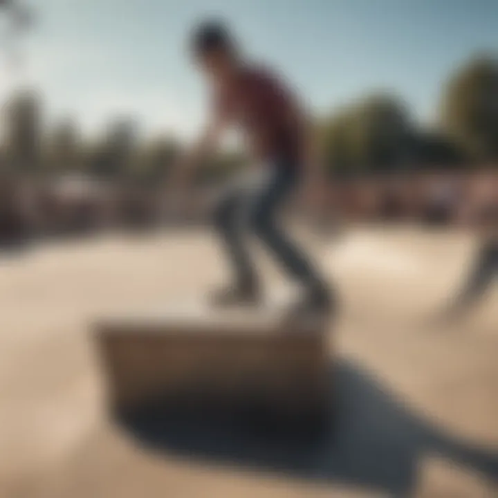 An outdoor skate park filled with energetic skaters and a live band