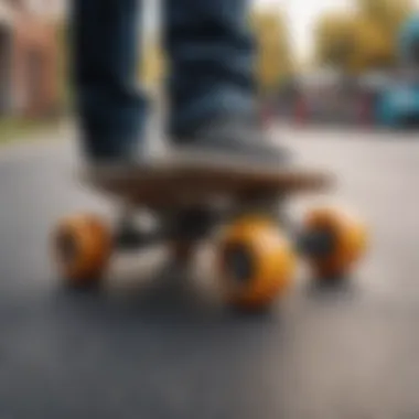 A close-up of innovative skateboard technology highlighting performance features.