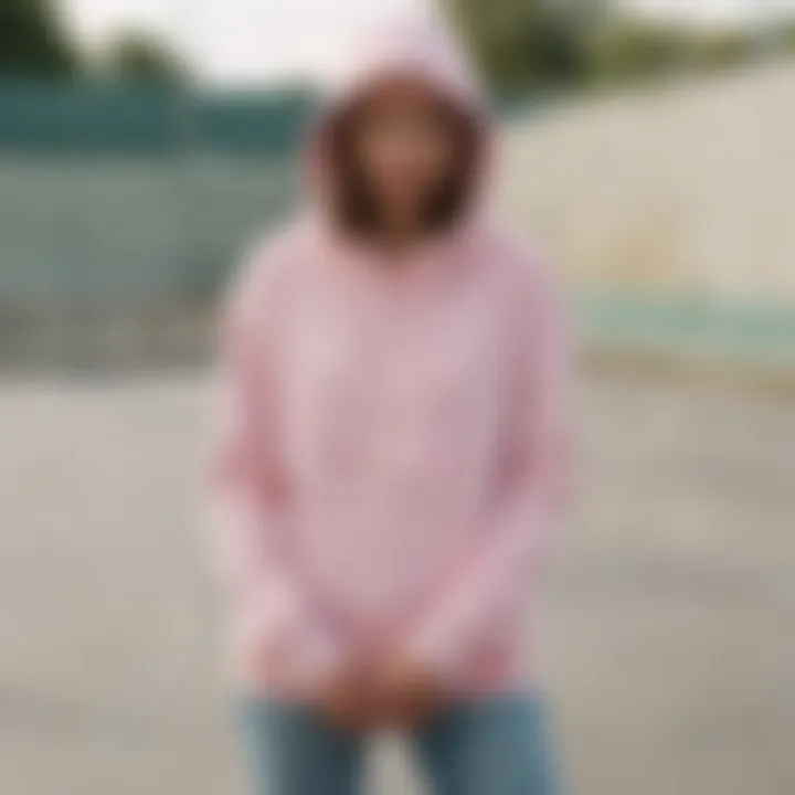 Skater wearing adidas pastel hoodie at a skatepark