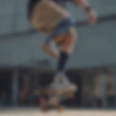 Skateboarder performing a trick while wearing cushioned Nike socks