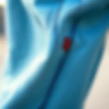A close-up of light blue denim showcasing its texture and durability