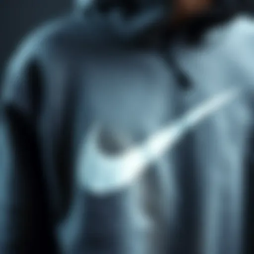 A close-up shot of a Nike pullover hoodie showcasing its fabric texture and stitching details