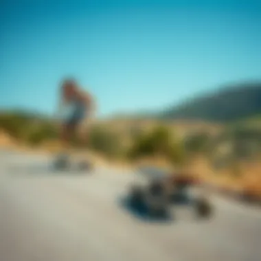 Rider demonstrating advanced longboarding techniques on a scenic route
