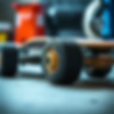 Close-up image of longboard wheels and bearings highlighting maintenance aspects