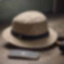 A stylish Vans boonie hat resting on a skateboard, showcasing its design.