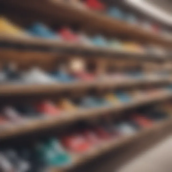 Display of various Vans models in a retail store