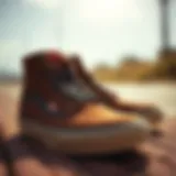 Detailed view of Vans Off The Wall boots showcasing unique design elements
