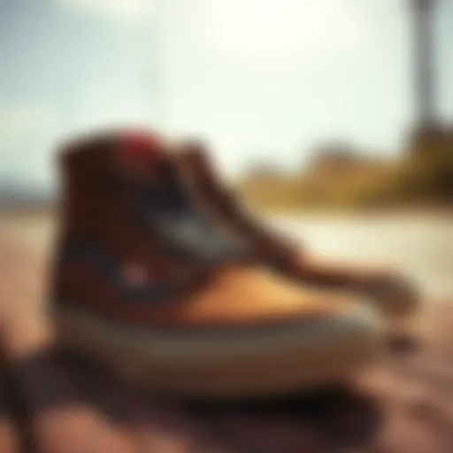 Detailed view of Vans Off The Wall boots showcasing unique design elements