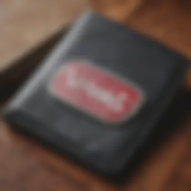 Close-up of the Vans logo on the trifold wallet