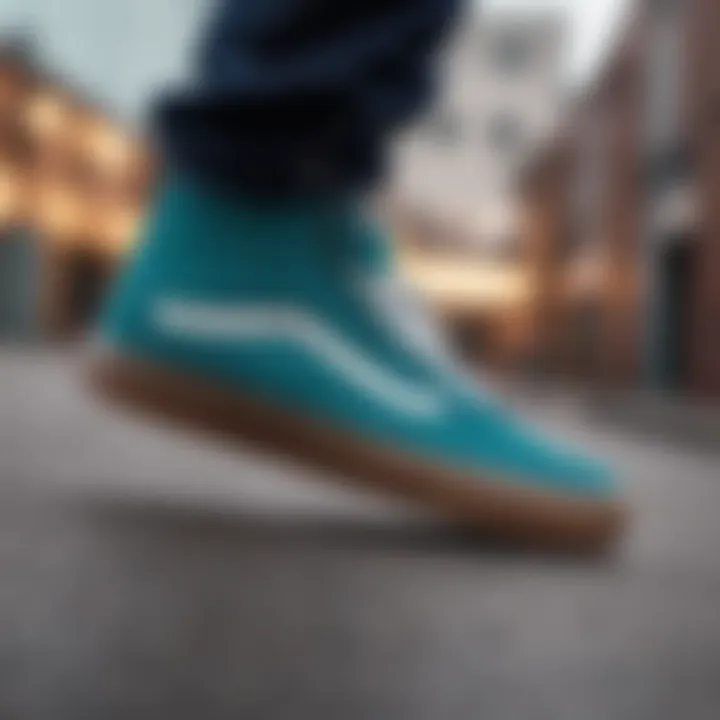 Close-up view of the Vans Ultratrange Teal highlighting its cushioning and material quality