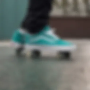 Vans Ultratrange Teal on skateboarding surface demonstrating performance