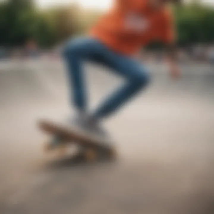 A vibrant skatepark scene with skateboarders wearing Vans shoes in action.