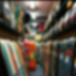 A vibrant skate shop displaying various skateboard designs