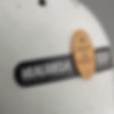 Close-up of safety certification labels on a helmet