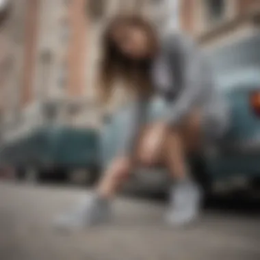 Fashionable outfit featuring grey checkered Vans