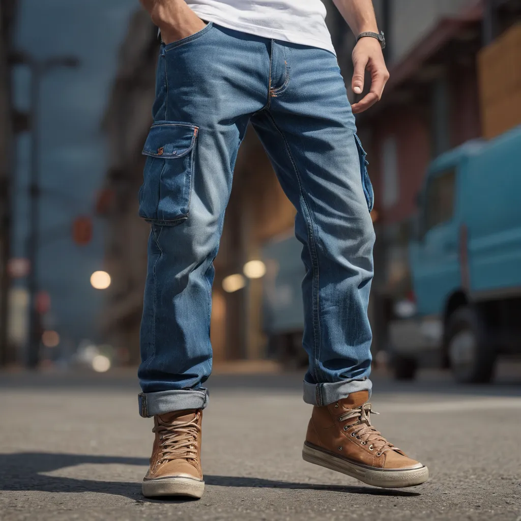 Glitter Cargo Jeans - Light Blue